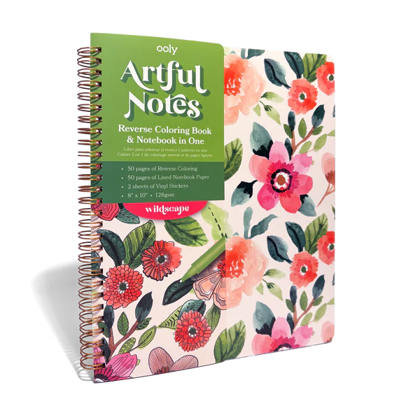 Artful Notes Reverse Coloring Notebook - Wildscape