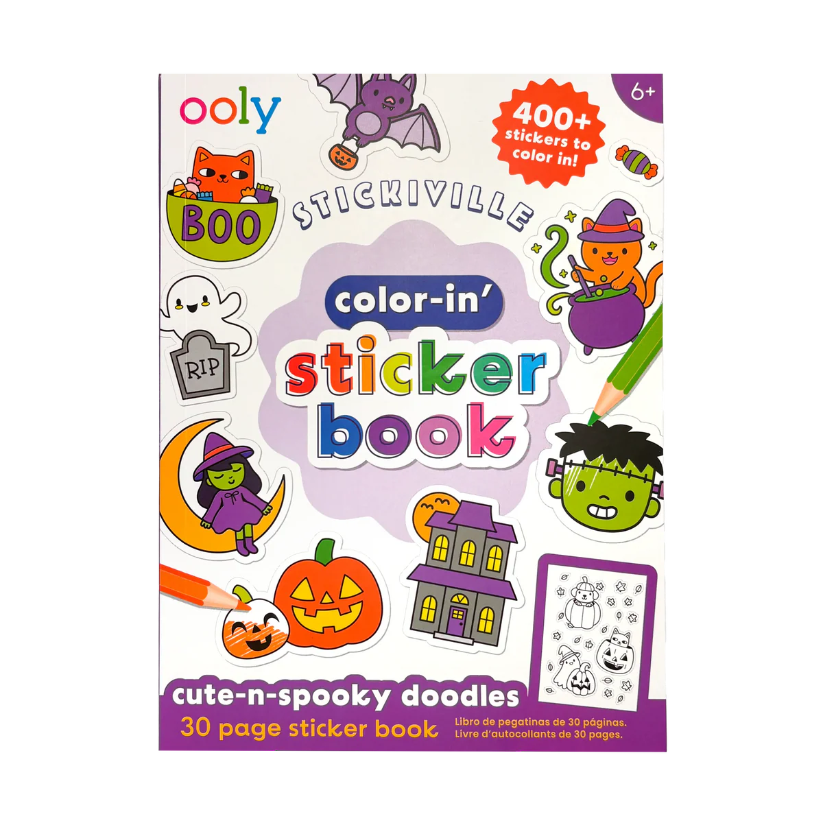 Stickiville Color-In' Sticker Book - Cute-N-Spooky Doodles - 400+ Stickers