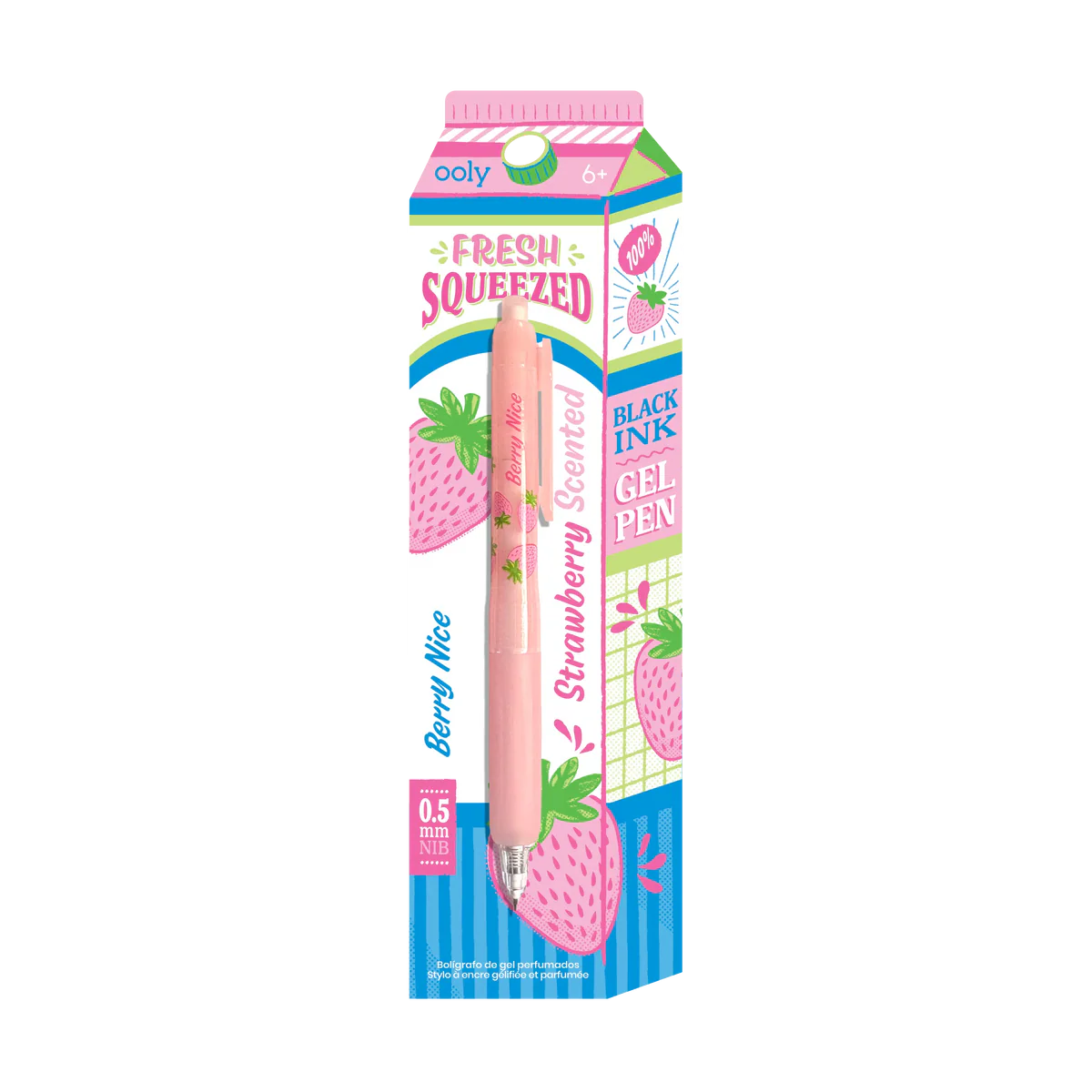 Fresh Squeezed Fruit Scented Gel Pen - Black Ink - Strawberry