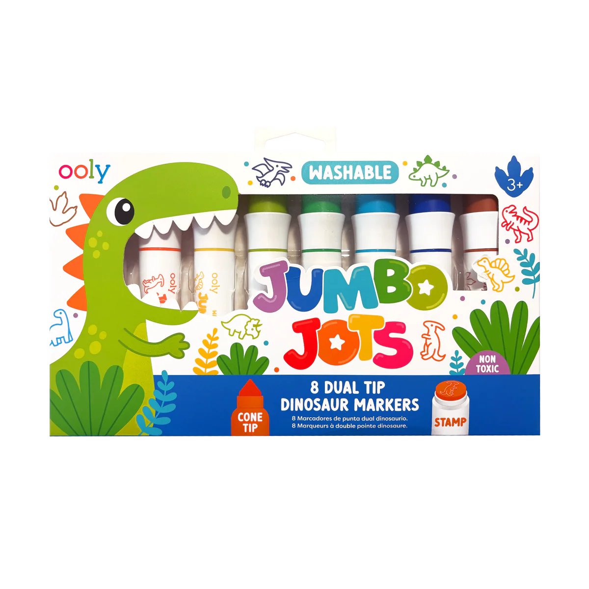 Jumbo Jots Dual Tip Stamp Markers - Dinosaur