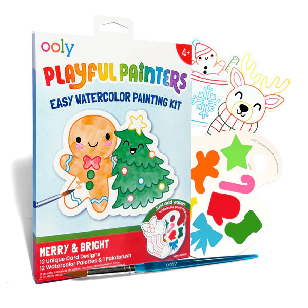 Playful Painters Easy Watercolor Painting Kit - Merry & Bright