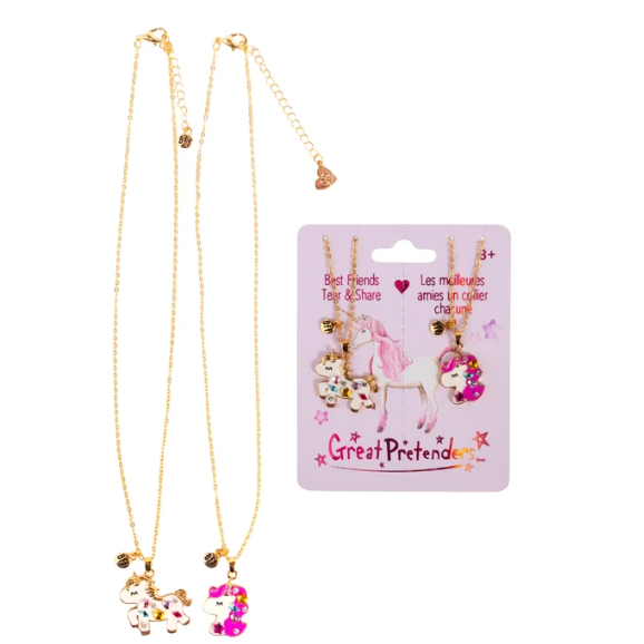 Bejewelled Unicorns Tear and Share Necklace