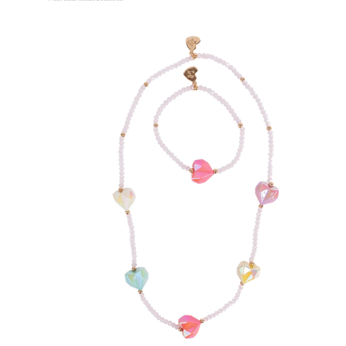 Heart Geode Necklace & Bracelet Set