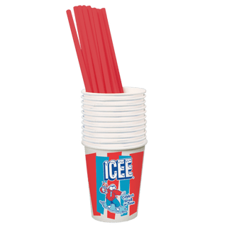 iCEE Paper Cups & Plastic Straws 
