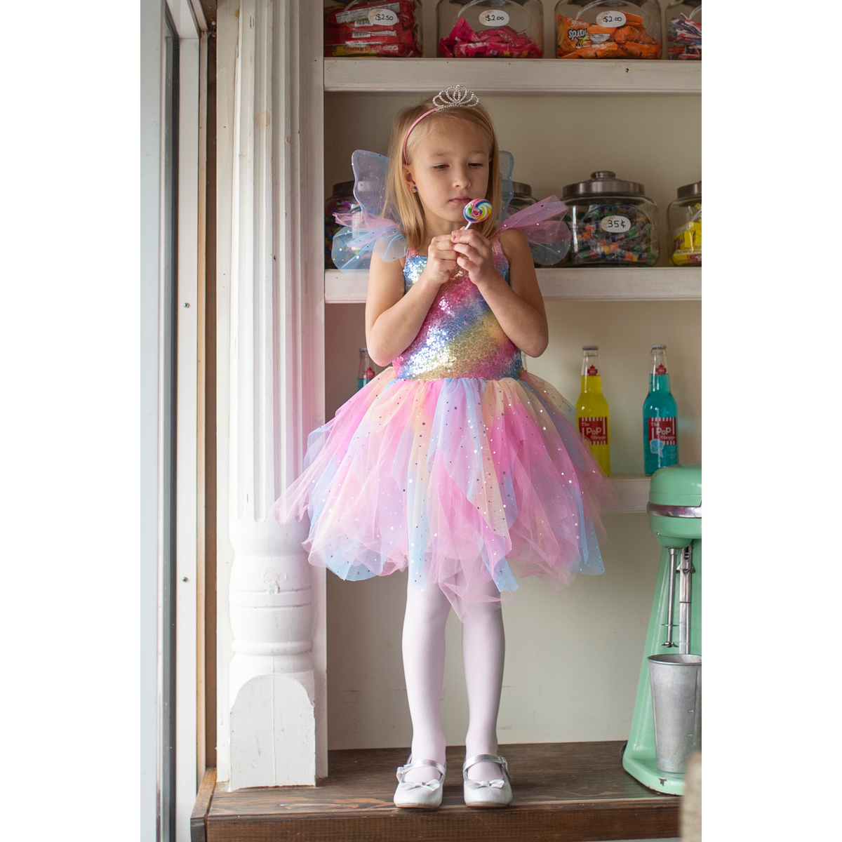 Rainbow Fairy Dress with Wings Cover