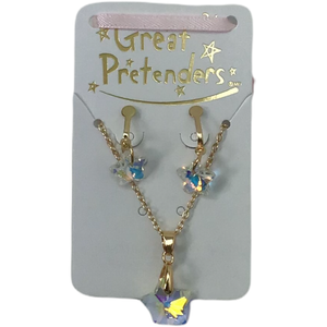 Boutique Holographic Star Necklace & Clip On Earring Set