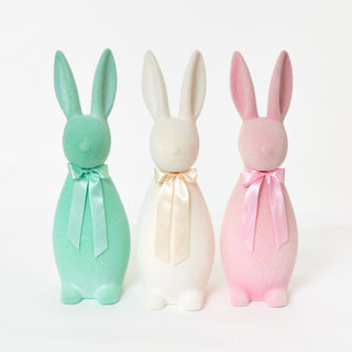 Flocked Pastel Button Nose Bunny - Large 
