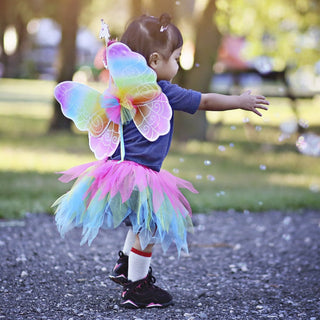 Neon Rainbow Tutu With Wings & Wand