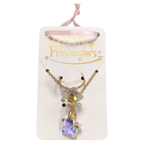 Boutique Holographic Star Necklace & Ring Set