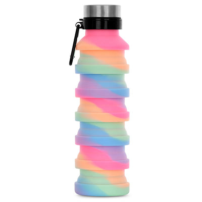 Collapsible Silicone Water Bottle Happy Stripe