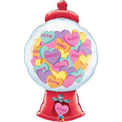 Valentine Balloon Bouquet Large Love Candy Hearts Gumball Machine