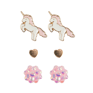 Boutique Unicorn Studded Earrings, 3 sets