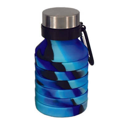 Collapsible Silicone Water Bottle Blue & Black