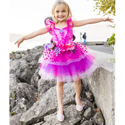 Fairy Blooms Deluxe Dress w Wings Hot Pink / Lilac - Size 3-4