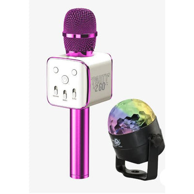 Party 2 Go Karaoke Microphone & Disco Ball Combo Pink
