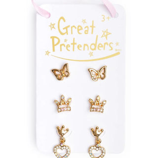 Boutique Royal  Crown Studded Earrings, 3 sets 