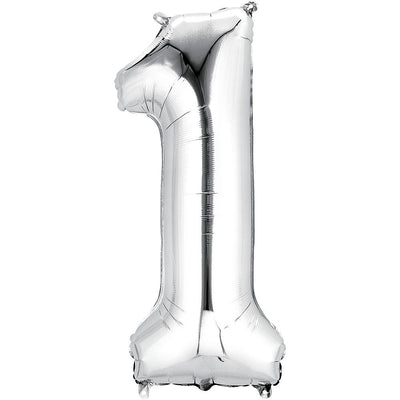 Number Mylar Balloon Bouquet Silver 1