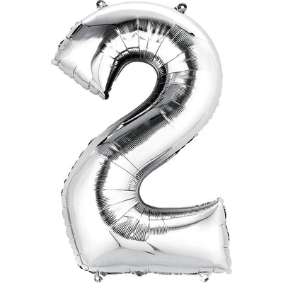 Number Mylar Balloon Bouquet Silver 2