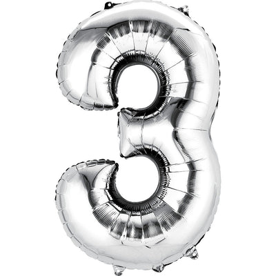 Number Mylar Balloon Bouquet Silver 3