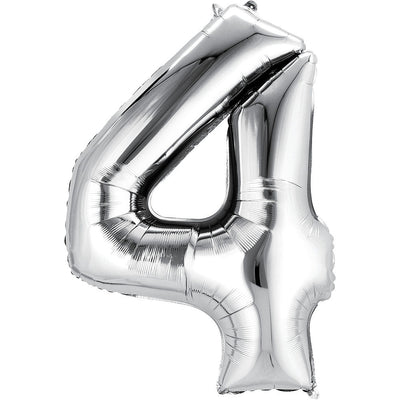 Number Mylar Balloon Bouquet Silver 4