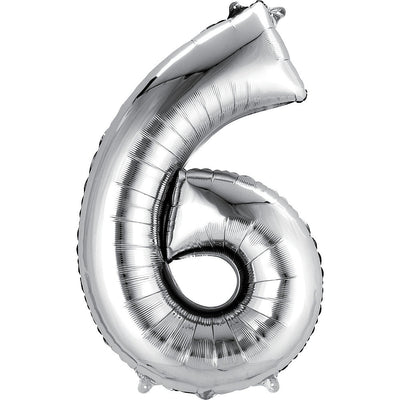 Number Mylar Balloon Bouquet Silver 6