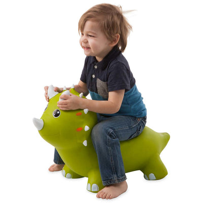 Bouncy Inflatable Animal Jump-Along Green Triceratops