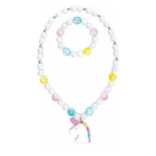 White Unicorn Necklace & Bracelet Set 